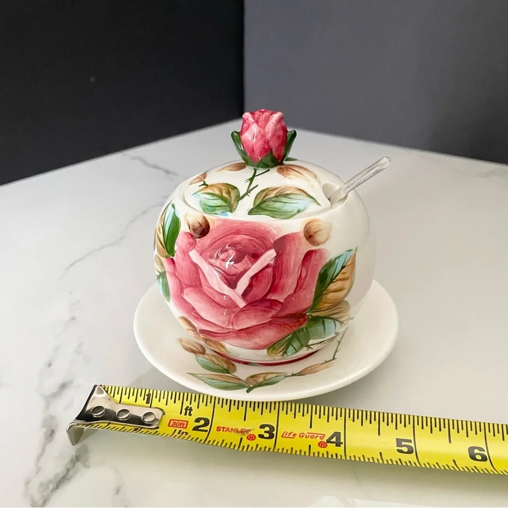 Vintage Rose Jam Jar by Lefton